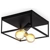 B.K.Licht Plafoniera quadrata con 2 punti luce, attacco per 2 lampadine E27 non incluse, lampada da soffitto in metallo nero opaco, 29x29x14cm