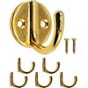 Fuxxer® - Ganci appendiabiti, ganci per asciugamani, ganci in ferro, ganci da parete, design classico, rotondi, set da 5 pezzi, ottone/oro