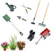 HENGBIRD Set di 8 mini casa delle bambole in miniatura, attrezzi da giardino, stivali di gomma, annaffiatoio, vanga, pestello, rastrello, carrello, bollitore, forbici, brividi, mini ornamento da giardino