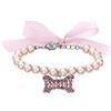 Generic Collare di perle per animali domestici di piccola taglia, gatti, cani, collare, ossa di cane, ciondolo regolabile, gioielli collare per cani in metallo (rosa, S)