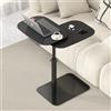 YUTVCZO Tavolino a forma di C regolabile in altezza, tavolino per divano legno girevole a 360°, scrivania per computer portatile per divano/letto, piccolo tavolino C per soggiorno/camera da letto (black)