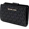 Michael Kors Jet Set Travel - Portafoglio da donna con cerniera doppia, per monete, carte di credito, colore: Nero, Nero , Bifold