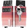 VULKIT Porta carte con tasca elastica e portachiavi, minimalista sottile pop up portafoglio per carte di credito blocco RFID per uomini e donne, A righe rosa., 0.3 x 2.5 x 3.9 inches, Minimalista