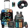 HTgroce Valigia Bambini, Trolley Bambino con Cuscino per il Collo, Valigia Per Bambini, Trolley Bambino da Viaggio, Valigia Ragazzo, Valigia Bimbo, Trolley Bagaglio a Mano Bagaglio per bambini