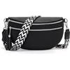 LANXINGLUO marsupio donna media borsa tracolla donna media borsetta Con scomparto per carte di credito e 2 spallacci nero