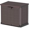 Duramax Cedargrain StoreAway da 1200 L, casetta da giardino in plastica, con coperchio piatto per esterni, ideale per attrezzi, bici, barbecue e 2 bidoni da 240 l, 145 x 85 x 125 cm, Marrone