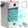 iYInJuan Mini ventilatore portatile, ventilatore personale portatile con umidificazione a spruzzo, ricaricabile USB, 4000 mAh, con Luce LED, piccolo ventilatore da scrivania a 3 velocità per Casa Esterno Campe