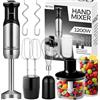 Retoo Set di frullatori a mano multifunzione, 1200 W, 15000 giri/min, turbo e 8 livelli di velocità, collo anti-spruzzi