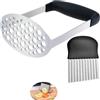 Santiaoniu Schiacciapatate in Acciaio Inox, Passaverdura con Manico in Silicone Antiscivolo,inossidabile e schiacciapatate/schiacciapatate con taglierina a spirale, per Frutta e Verdure