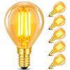 Caldarax Lampadina Vintage Edison LED E14, 4W LED Filamento Equivalente a 40W, Vetro Ambrata Luce Bianca Calda 2200K, 400LM, Non Dimmerabile, Mini Globo G45, Lampadine Decorativo Retro Stile, 6 Pezzi