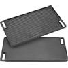 Warmiehomy Bistecchiera in ghisa - Piastra antiaderente su entrambi i lati per barbecue - Bistecchiera a gas elettrica e forno Safe,46 x 25 cm