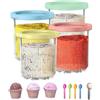 Jenmayt 4 pezzi contenitori per gelato con coperchi e cucchiai, contenitori per gelato cremoso, tazze, vasi, barattoli, barattoli, Smoothie Pot compatibile con la gelatiera Ninja NC501/NC500