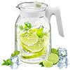 Lauviomify Caraffa Acqua in Vetro 1,8 Litri con Coperchio - Ideale per Acqua, Succo, Tè Freddo e Altri Bevande - Brocca Acqua Vetro Senza BPA per Bevande Calde e Fredde con Beccuccio e Filtro