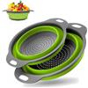 YanBous Set di 2 Colini Pieghevoli in Silicone, Colapasta da Cucina con Manico, Scolapasta per Frutta e Verdura, Salvaspazio, Ideale per Campeggio e Cucina, 30 cm e 25 cm (Verde)