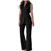 HAOLEI 2024 Blazer Donna Elegante Casual Affari Retro Ufficio Gilet con Bottone Primavera Giacca Taglie Forti Tinta Unita Blazer Ufficio e Lavoro Tailleur da Cerimonia Senza Maniche Completo Tuta Donna