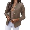 HANXIULIN Blazer, giacca invernale da donna, elegante, con bottoni, giacca militare, con tasca laterale, cappotto militare, blazer, tunica clubwear, 1-kaki, S