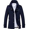 Disimlarl Trench cappotto di cotone con risvolto lungo da uomo primavera e autunno business casual casual, Blu Navy 1306, XXXXL