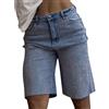 Generico Pantaloni Bermuda Jeans Donna Leggeri Short Larghi al Ginocchio Pantaloni Denim Morbidi Curvy Jeans Elastico in Vita Vintage Bermuda Estivi Pants alla Moda da Esterno da Donna Outdoor