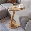 sugodesign Tavolino rotondo da salotto effetto legno di noce, con ruote, a forma di C, elegante, ideale come piano d'appoggio per divano e poltrona (Aspetto legno)