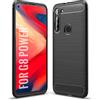 SCL Custodia per Moto G8 Power - Design Carbonio e Texture Antiscivolo, Cover Protezione Antiurto per Motorola G8 Power - Colori Nero
