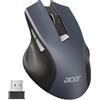 Acer Mouse Wireless Ergonomico, mouse computer ottico USB senza fili, 2,4 GHz con ricevitore mini USB, 1600 DPI regolabile, 6 pulsanti, compatibile con PC/Mac/Laptop/Chromebook