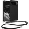 kwmobile Custodia Compatibile con Google Pixel 9 / Pixel 9 Pro Cover - Back Case in Silicone TPU - Protezione Smartphone con Cordino - nero