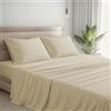MAXIME MAISON - Lenzuola Percalle Matrimoniale Made in Italy, Completo Letto Realizzato in Cotone Pregiato a Trama Fitta, Biancheria da Letto Certificata Oeko Tex Standard 100 (Beige)