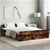 Gecheer Struttura Letto,Giroletto,Matrimoniale,Moderno,in Legno Multistrato,Rovere Fumo,con Testiera,e Pediera,160x200 cm,Letto con Doghe, Letto,Matrimoniale Moderno,160x200 cm,Letto con Pediera