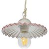VANNI LAMPADARI - Lampadario a Sospensione Plissè- Lampadario Soggiorno in Ceramica- Lampadario Camera da Letto Decorato a Mano- Lampadario Rustico Taverna, Cucina- 20 cm, Rosa