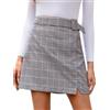 CUPSHE Glencheck - Minigonna a quadretti con fessura, da donna a vita alta con cintura, gonna retrò alla moda, Tessuto a scacchi arancione, L