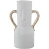 DRW Vaso da tavolo in ceramica con viso e manici bianco e oro 25 x 16 x 38 cm