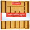 Utopia Kitchen Caddy Organizer espandibile per cassetti, divisori in bambù per cucina, posate, soggiorno, cassetto per trucchi e portautensili, legno naturale