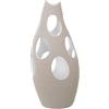 Alexandra House Living Vaso Ecru Ceramica Strisce Cerchi 20 x 20 x 50 cm