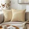 Encasa XO Set di 2 federe per cuscini in ciniglia fine, color crema, 50 x 50 cm, testurizzate, morbide e lisce, quadrate, per divano, sedia e letto
