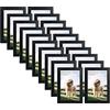 Kollyseek - Set di 20 cornici portafoto 10 x 15 cm in MDF, Fotoquadri neri con vetro acrilico, per ritratto, soggiorno, da appoggiare e appendere - Supporto da parete o da tavolo
