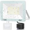 ANNIFUNLY Faretto LED da Esterno con Sensore di Movimento, 50W 5000LM Faro LED Esterno con Sensore Bianco Freddo, IP67 Impermeabile Faretti LED Luce per Garage Cortile Giardino