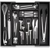 budu Organizzatore di posate #45 (profondità 45 cm) in Bamboo, Colore Nero, Vassoio portaposate estensibile
