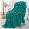 Exclusivo Mezcla Coperta in Pile, Leggero, Reversibile, Morbido, 130x170 cm | per Divano, Letto e l'Aperto, Copriletto Multi-Uso, Jacquard a Chevron, Tutte le Stagioni, Turchese