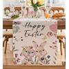 Vorysum Conigli Runner da Tavola Easter Happy Fiori Primavera Runner per il Tavolo Addobbi Pasquali per la Casa Tovaglia Pasquale Stagionale Cucina Tavolo da pranzo Vacanze Feste 40 x 140 cm