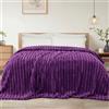 Exclusivo Mezcla Coperta in Pile Reversibile, Leggera e Morbida, 230x270 cm | Copriletto, Traspirante, Jacquard a Righe, per Divano, Viaggio, in Microfibra, Tutte le Stagioni, Viola Scuro