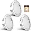 YindaLux Set di 3 faretti da incasso a LED, 230 V, dimmerabili, 3 W, 4000 K, bianco neutro, ultra piatto, 300 lm, foro 55-58 mm e 15 mm, IP44, faretto da incasso per armadio a specchio, cromato