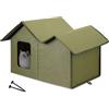 ALLSOPETS Cuccia per Gatti da Esterno Impermeabile, Cuccia Coibentata Pieghevole per Gatti e Cani, Rifugio Caldo Resistente alle Intemperie per Interno ed Esterno (Verde Bosco)