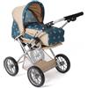 Bayer Chic 2000® Carrozzina combinata 3 in 1 Leni - stelline turchese-beige - pieghevole, manico regolabile in altezza 43 - 67 cm, borsa per il trasporto - bambole fino a 46 cm, a partire da 3 J