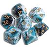 QMAY DND Dice Set di Dadi Poliedrici - 7 Pezzi per Dungeon e Dragons MTG RPG D&D D20, D12, D10, D%, D8, D6, D4 (Ciano e Bianco)