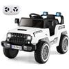 COSTWAY 12V Auto Elettrica per Bambini, Macchina Eletrrica con Doppio Motore Musica Clacson Luci LED USB, 3 Velocità 2-5 km/h, 2 Motori, Regalo per Bambini 3-8 Anni (Bianco)
