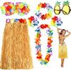 Meiruier Set di 7 costumi hawaiani, costume hawaiano, da donna, per spiaggia, decorazione e occhiali da sole anas, decorazione per feste (giallo-1)