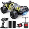 DEERC 1:14 Macchina Telecomandata Brushless per Adulti, 43MPH 4WD off-road con luci LED a 7 colori, ammortizzatori in metallo, 2 batterie 7,4V, trasmissione in metallo, 3 modalità luce.