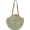 styleBREAKER Borsa a tracolla di vimini da donna screziata, borsa da spiaggia rotonda con manici lunghi, borsa di vimini, shopper 02012384, colore:Oliva-Beige