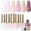 SUPWEE Set di 6 smalti per unghie, ad asciugatura rapida, colore bianco nudo, a base di olio, a lunga durata, per le donne, manicure, senza lampada UV