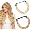 BSITSSS 2 Pezzi Cerchietto Capelli Donna, Extension Treccia Finta Capelli, Biondo Chiaro e Biondo Miele Fasce Regolabile Intrecciate Elastici Capelli 3 Braiding Hair Larga per Donne e Ragazze